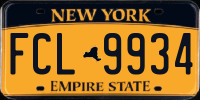 NY license plate FCL9934
