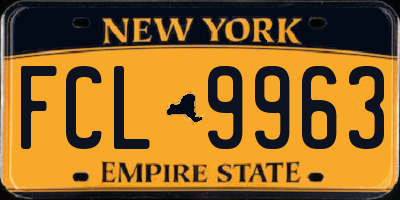 NY license plate FCL9963