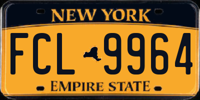 NY license plate FCL9964