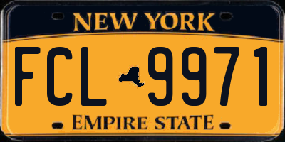 NY license plate FCL9971