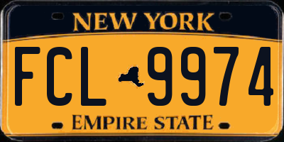 NY license plate FCL9974
