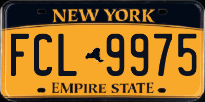 NY license plate FCL9975