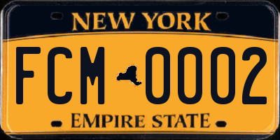 NY license plate FCM0002