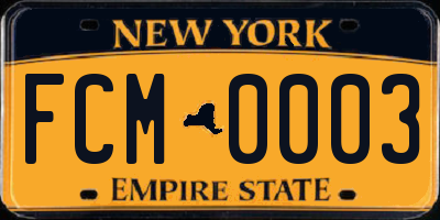NY license plate FCM0003