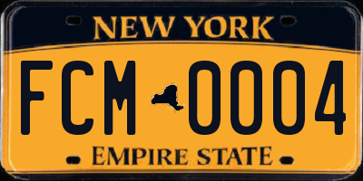 NY license plate FCM0004