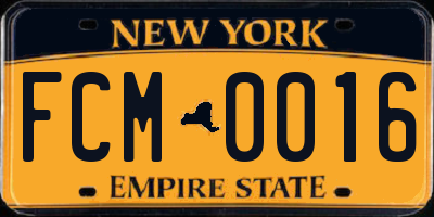 NY license plate FCM0016