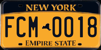 NY license plate FCM0018