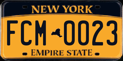 NY license plate FCM0023