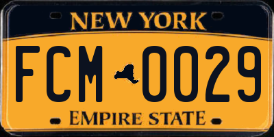 NY license plate FCM0029