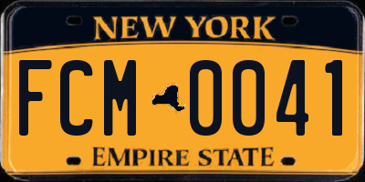 NY license plate FCM0041