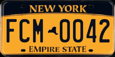 NY license plate FCM0042