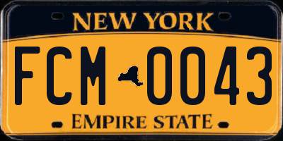 NY license plate FCM0043