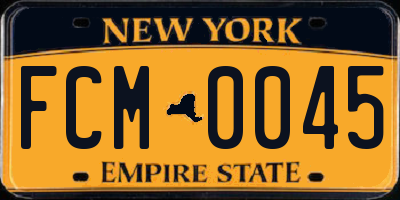 NY license plate FCM0045