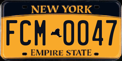NY license plate FCM0047