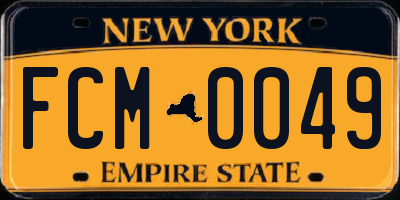NY license plate FCM0049
