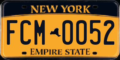 NY license plate FCM0052