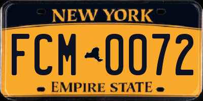 NY license plate FCM0072