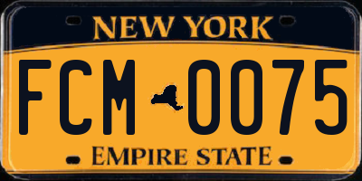 NY license plate FCM0075