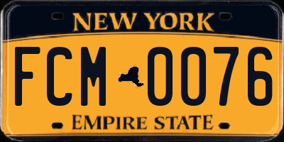 NY license plate FCM0076