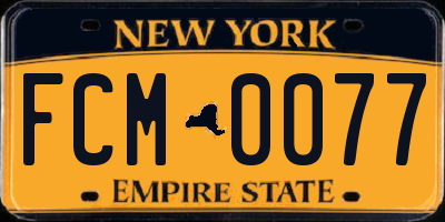 NY license plate FCM0077