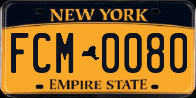NY license plate FCM0080