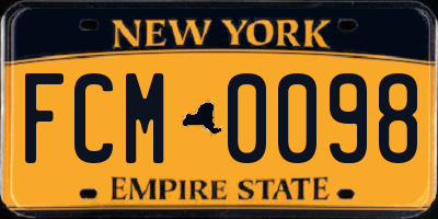 NY license plate FCM0098