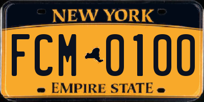 NY license plate FCM0100