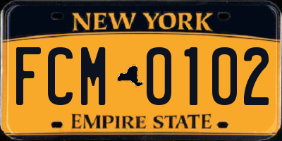 NY license plate FCM0102