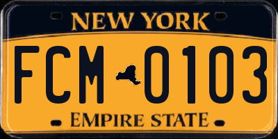 NY license plate FCM0103