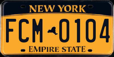 NY license plate FCM0104