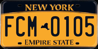 NY license plate FCM0105