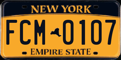 NY license plate FCM0107