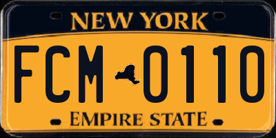 NY license plate FCM0110