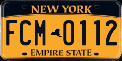 NY license plate FCM0112