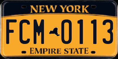 NY license plate FCM0113