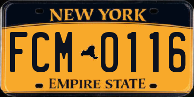 NY license plate FCM0116