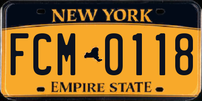 NY license plate FCM0118