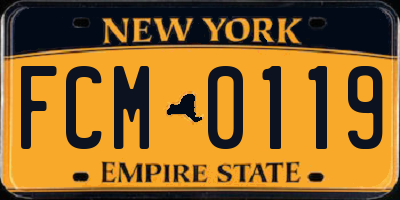 NY license plate FCM0119