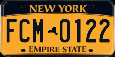 NY license plate FCM0122