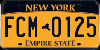 NY license plate FCM0125