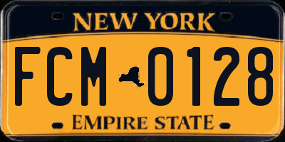 NY license plate FCM0128