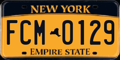 NY license plate FCM0129