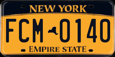 NY license plate FCM0140