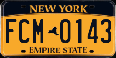 NY license plate FCM0143