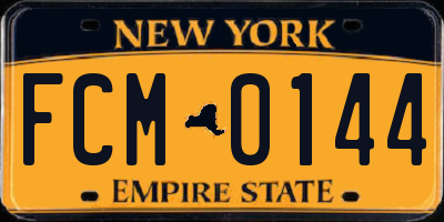 NY license plate FCM0144
