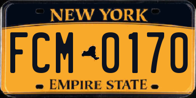 NY license plate FCM0170