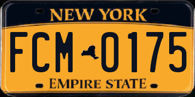 NY license plate FCM0175