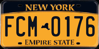 NY license plate FCM0176
