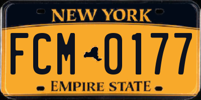 NY license plate FCM0177