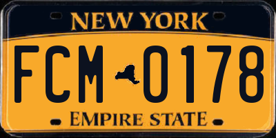 NY license plate FCM0178